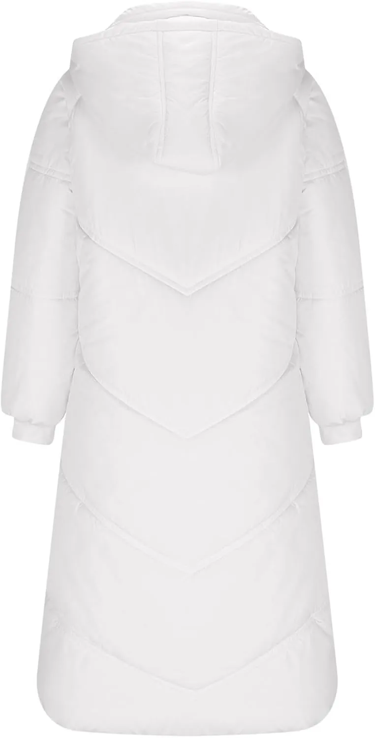 Womens Winter Maxi Coat Long Hooded Puffer Quilted Parka Ladies Full Length Padded Overcoat Winter Longline Jackets