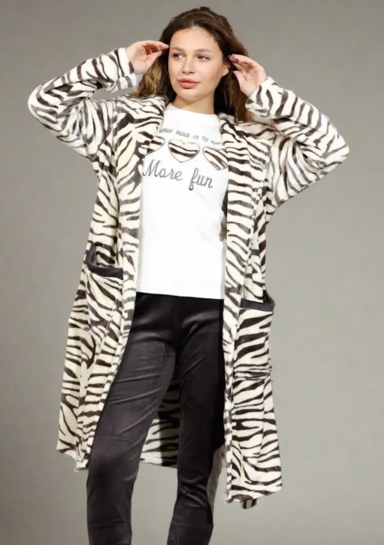Women's winter pajamas, 3 pieces, T-shirt   pants   short robe