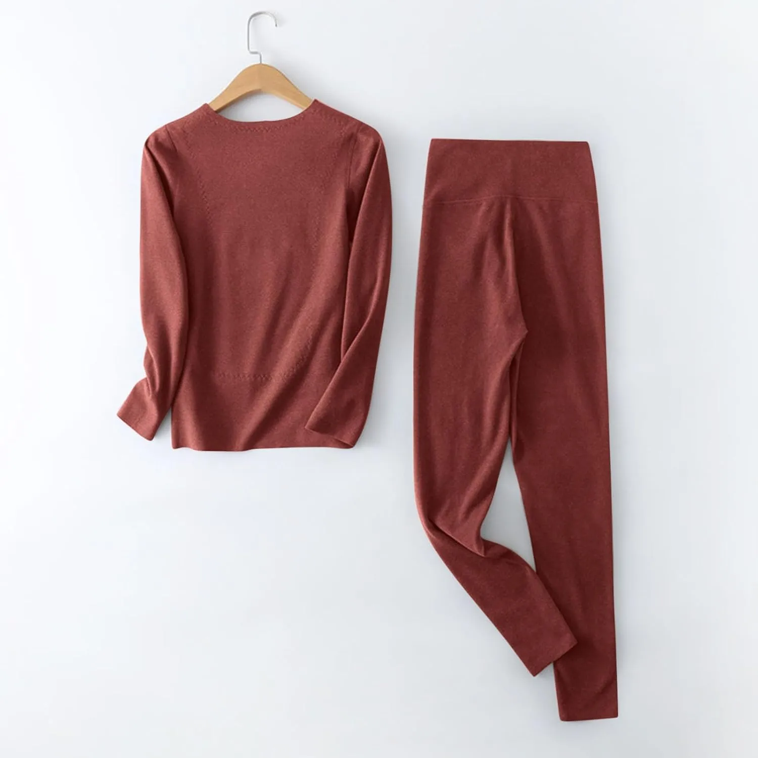 Womens Winter Pajamas Set Thick Warm Fleece Lined Loungewear Set 2 Piece Pullover Shirts and Long Pants Sleepwear