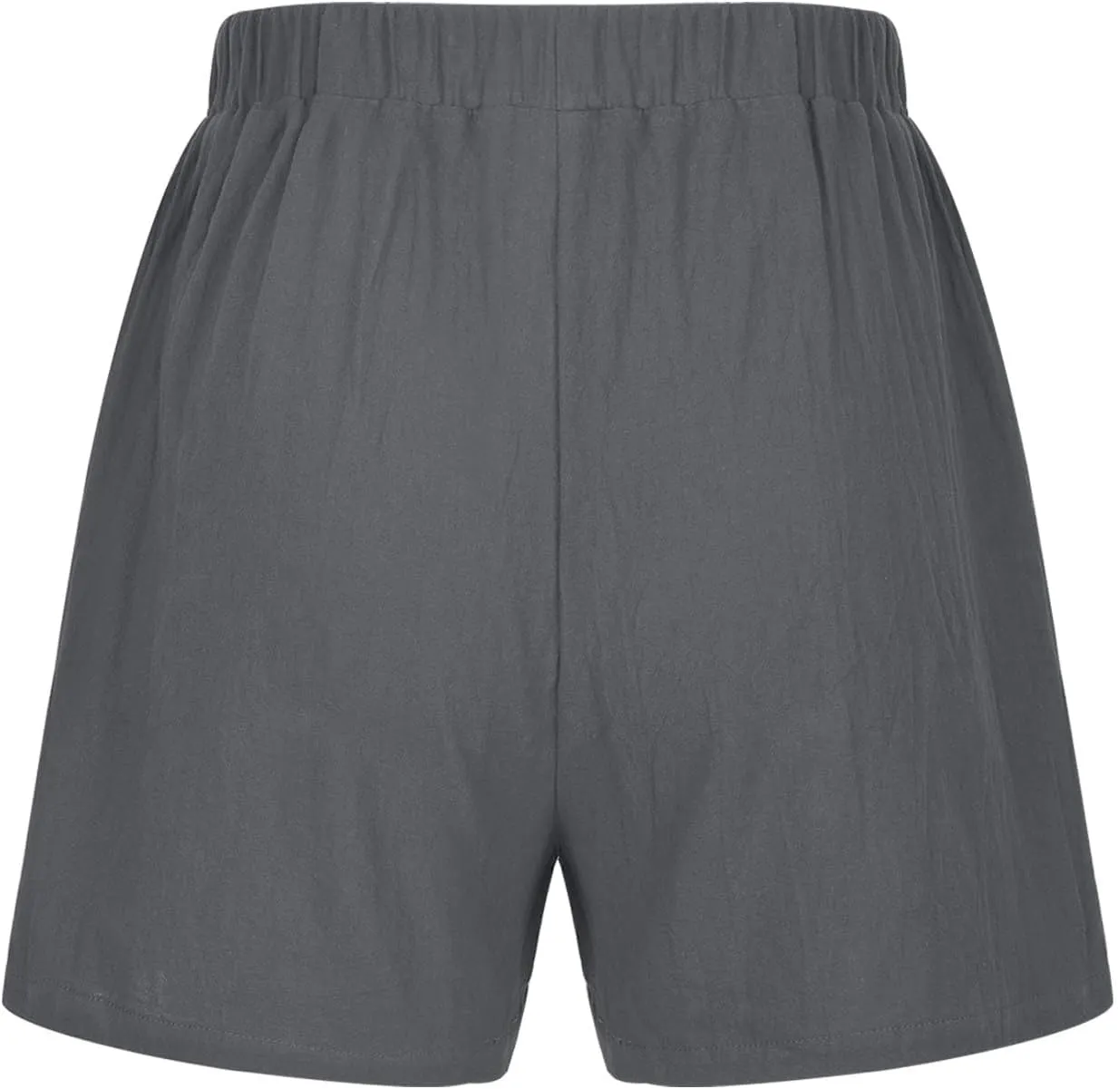 Womens Workout Shorts Linen Drawstring Short Trousers Breathable Elastic Waisted Short Pants Solid Casual Shorts