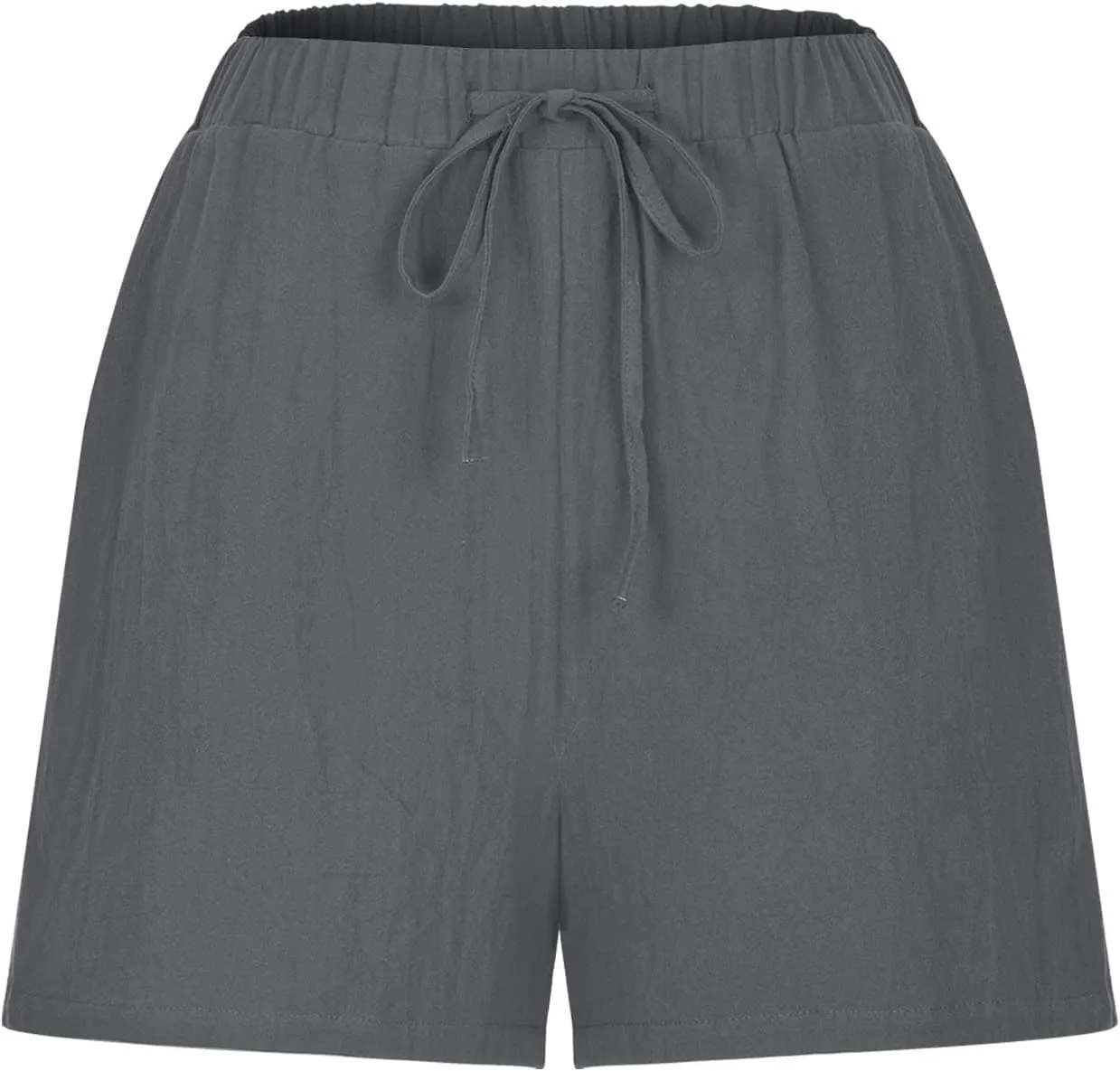 Womens Workout Shorts Linen Drawstring Short Trousers Breathable Elastic Waisted Short Pants Solid Casual Shorts