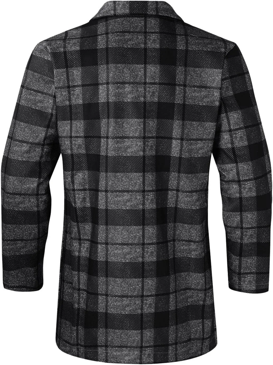 Wool Blend Trench Coat Notched Lapel Single Breasted Pea Coat Winter Warm Long Jacket Plus Size