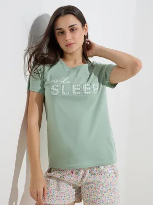 Wunderlove Mint Text Design Cotton T-Shirt