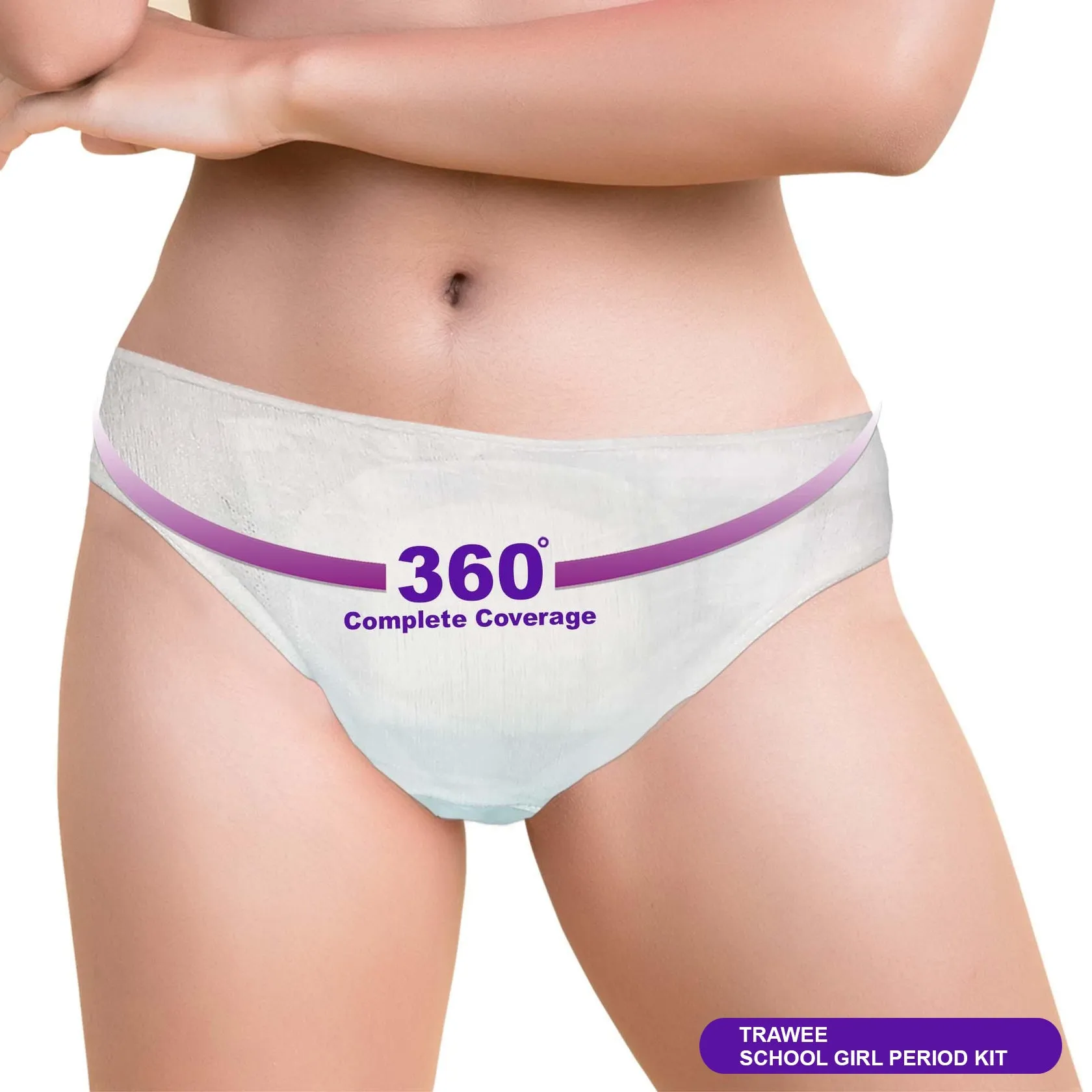 XL Size Period Panties for School Girls.Disposable Menstrual Panties with High Absorption capacity Liners. Hygienic Leak-Proof protection for long School-hours without Stains or Wetness.TRAWEE- School Girl Period Kit.
