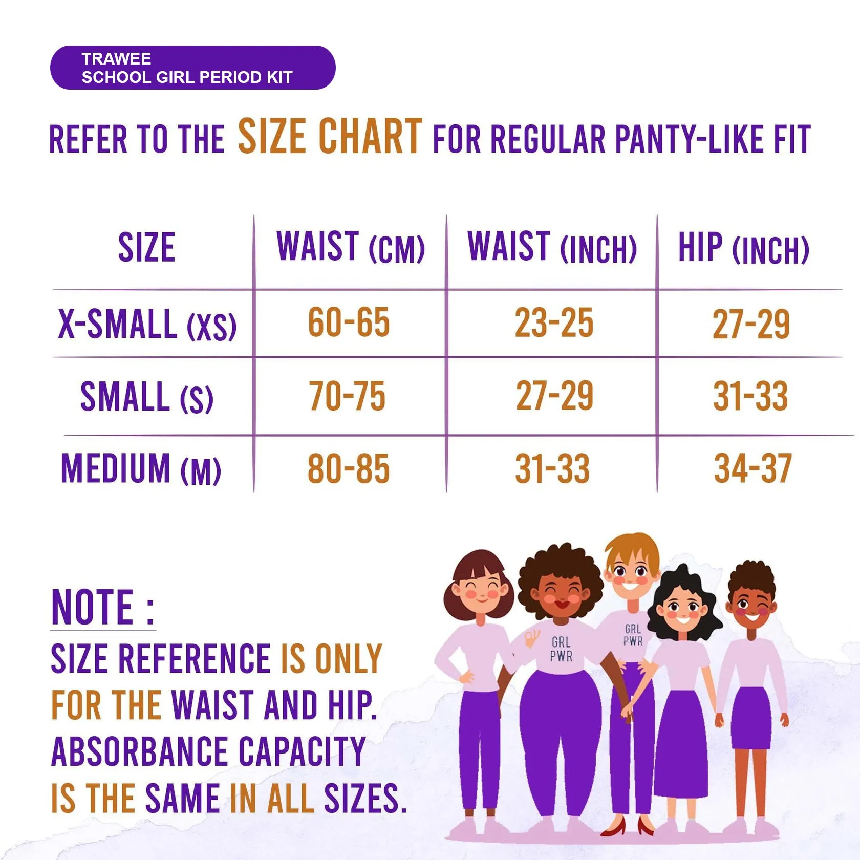 XL Size Period Panties for School Girls.Disposable Menstrual Panties with High Absorption capacity Liners. Hygienic Leak-Proof protection for long School-hours without Stains or Wetness.TRAWEE- School Girl Period Kit.