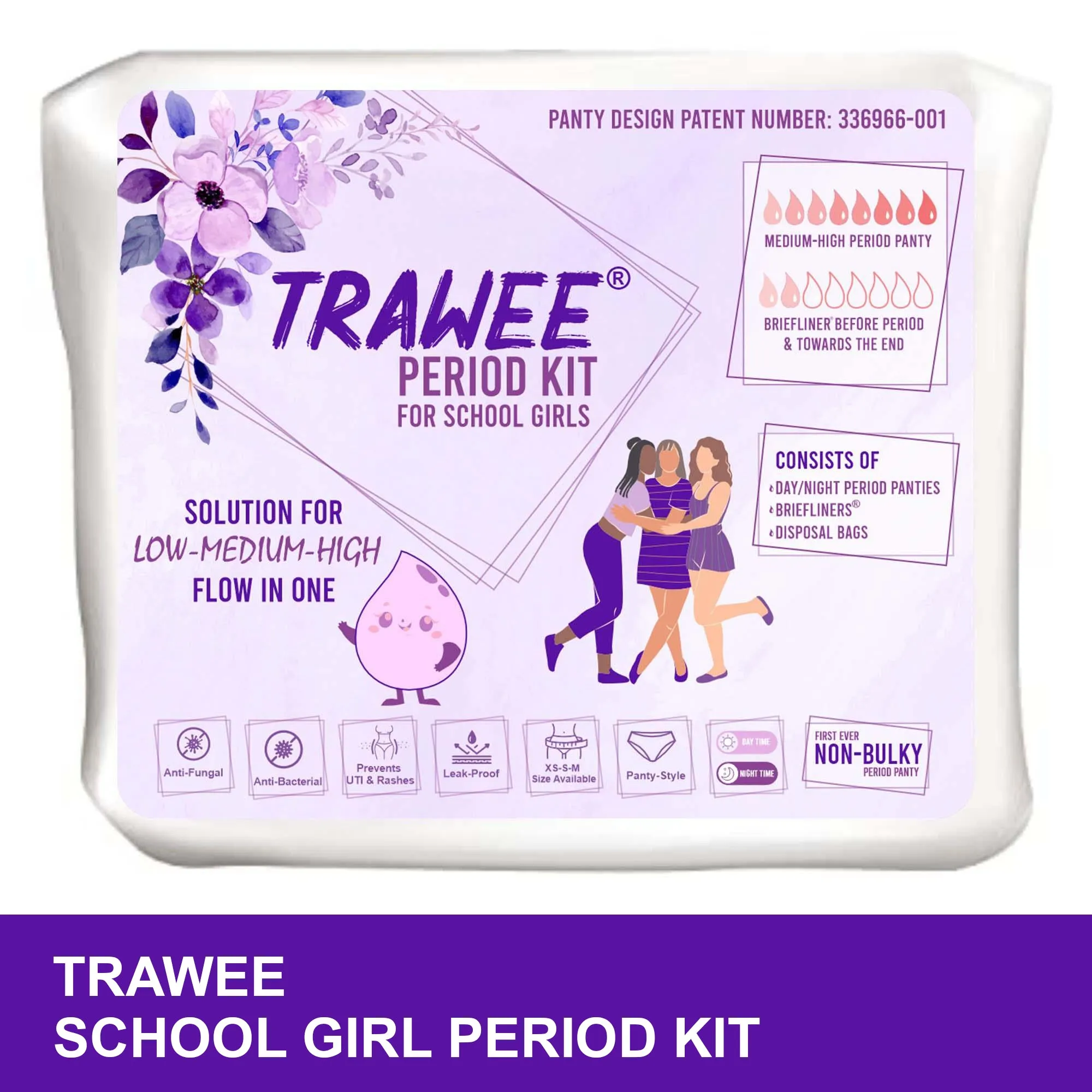 XL Size Period Panties for School Girls.Disposable Menstrual Panties with High Absorption capacity Liners. Hygienic Leak-Proof protection for long School-hours without Stains or Wetness.TRAWEE- School Girl Period Kit.