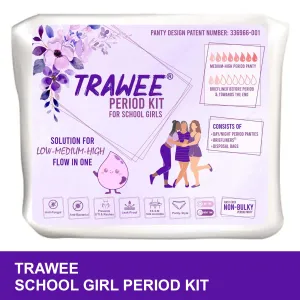 XL Size Period Panties for School Girls.Disposable Menstrual Panties with High Absorption capacity Liners. Hygienic Leak-Proof protection for long School-hours without Stains or Wetness.TRAWEE- School Girl Period Kit.
