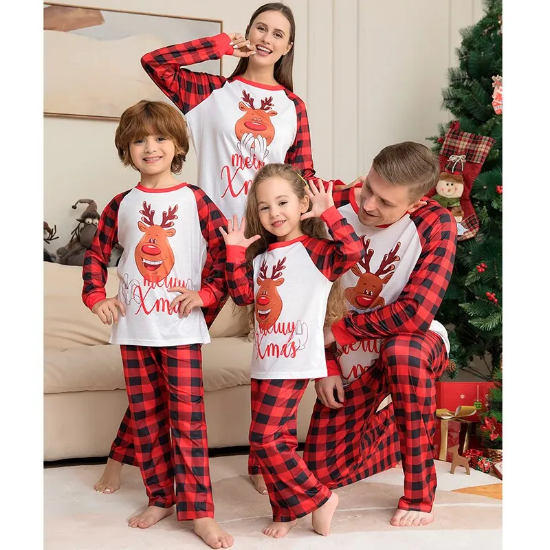 Xmas Family Pajamas Matching 2023 New Year Christmas Outfits Adult Dad Mother And Daughter Son Sleepwear Baby Boys Girls Clothes