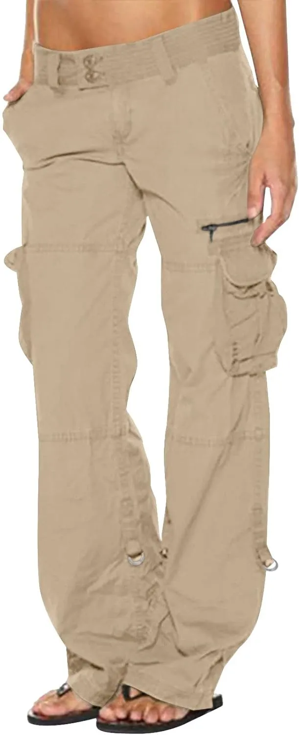 XUNRYAN Cargo Pants Women Baggy Low Waist Parachute Pants Running Joggers with Pockets Streetwear 2023 Fall Fashion Clothes