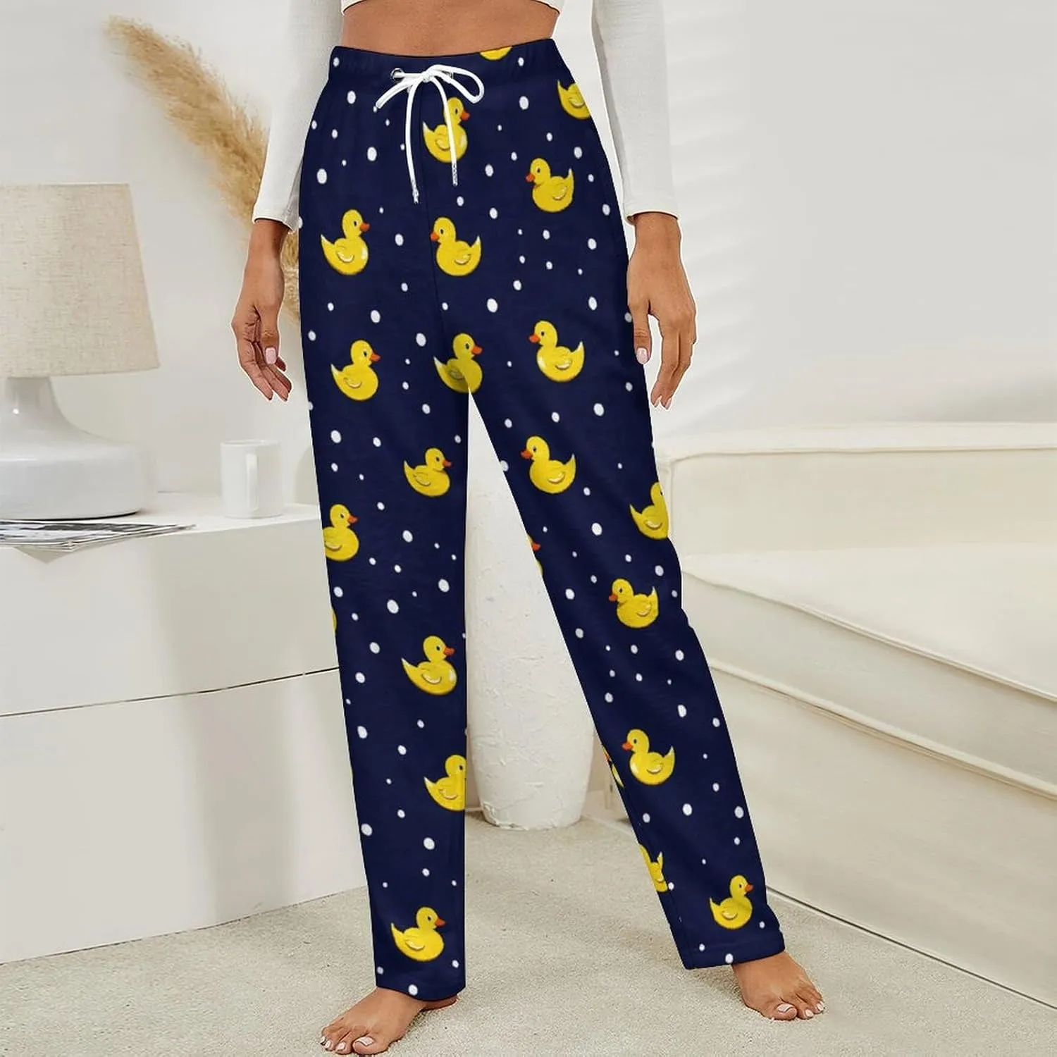 Yellow Rubber Duck Women's Pajama Pants Fleece Warm Pj Bottoms Sleepwear Lounge Pants Loungewear