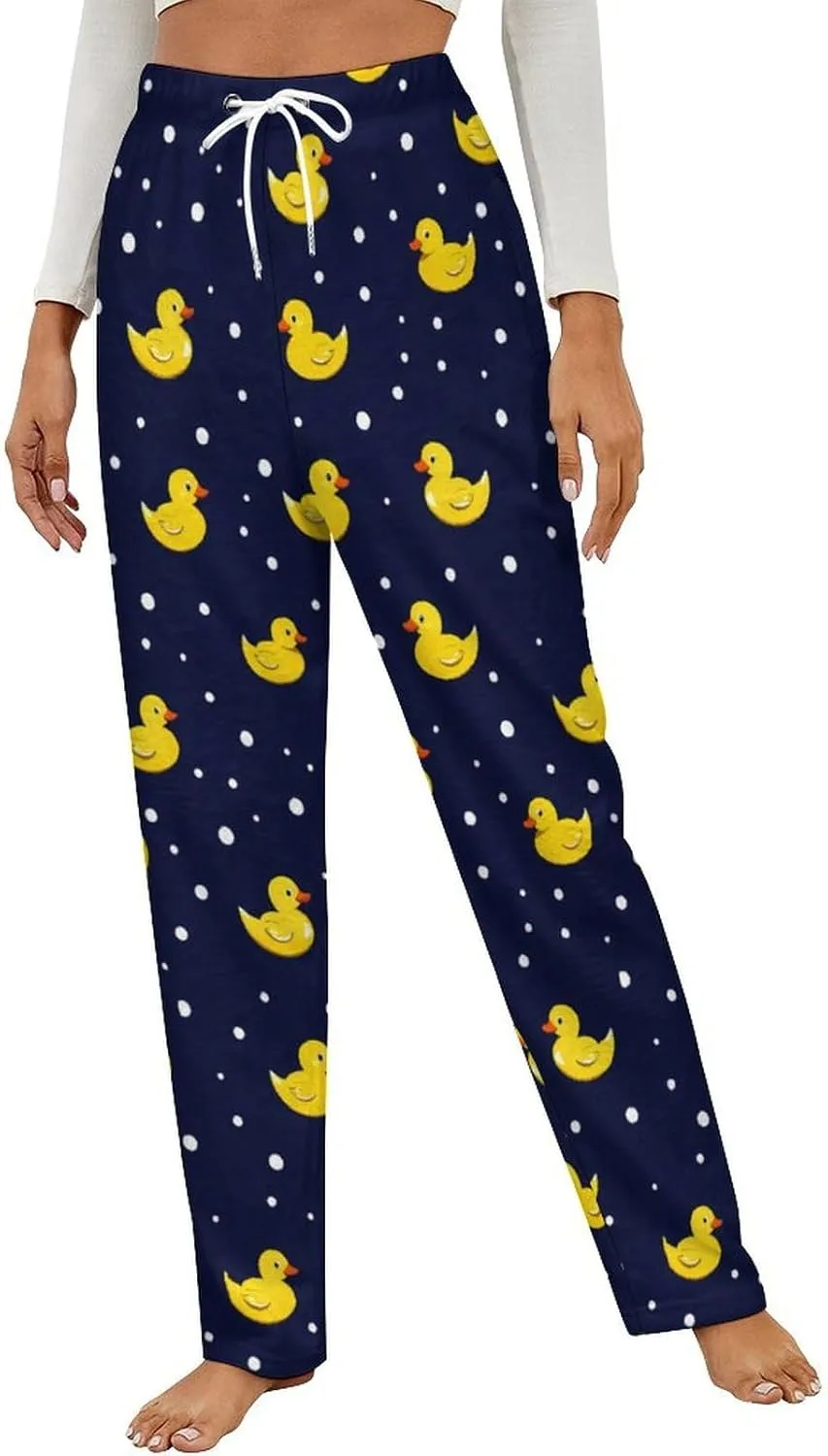 Yellow Rubber Duck Women's Pajama Pants Fleece Warm Pj Bottoms Sleepwear Lounge Pants Loungewear