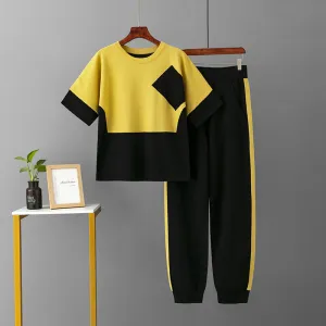 Yellow Viscose Short Sleeved Pajama Set