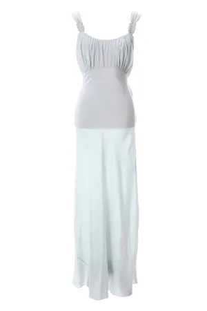 Yolande vintage blue silk bias cut nightgown