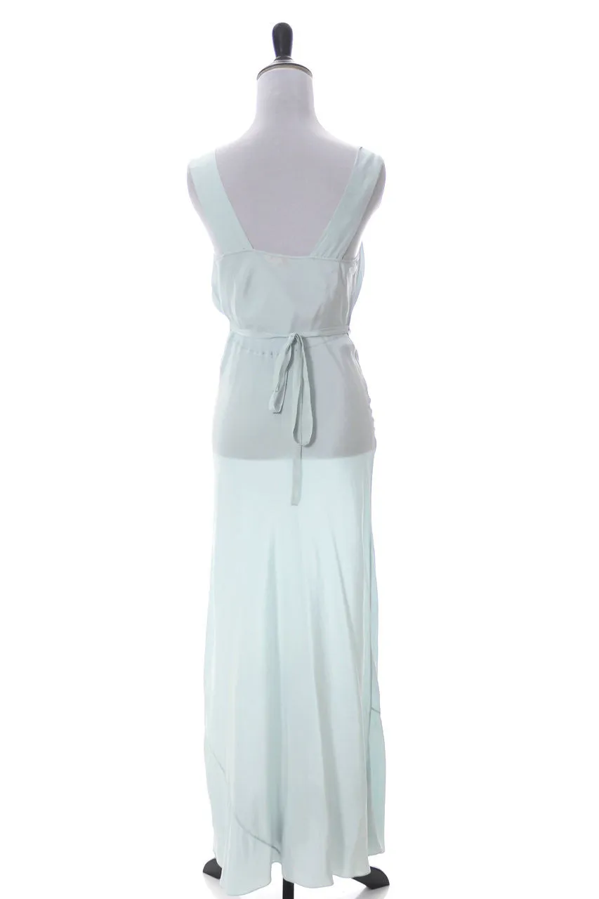 Yolande vintage blue silk bias cut nightgown