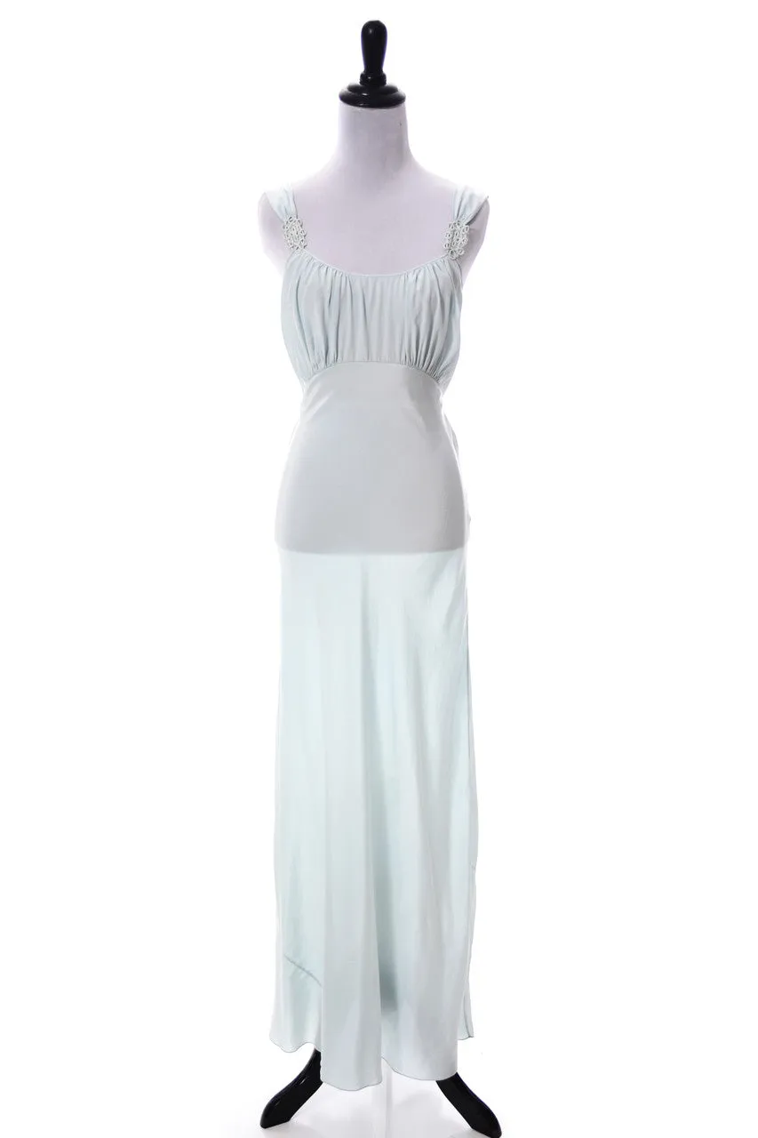 Yolande vintage blue silk bias cut nightgown