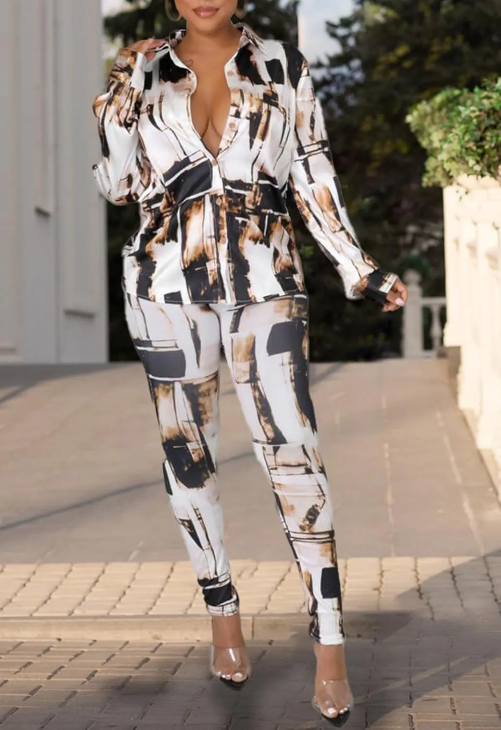 YouSexy 2 Piece Legging Pant Sets for Women Floral Print Long Sleeve Tracksuits Outfits
