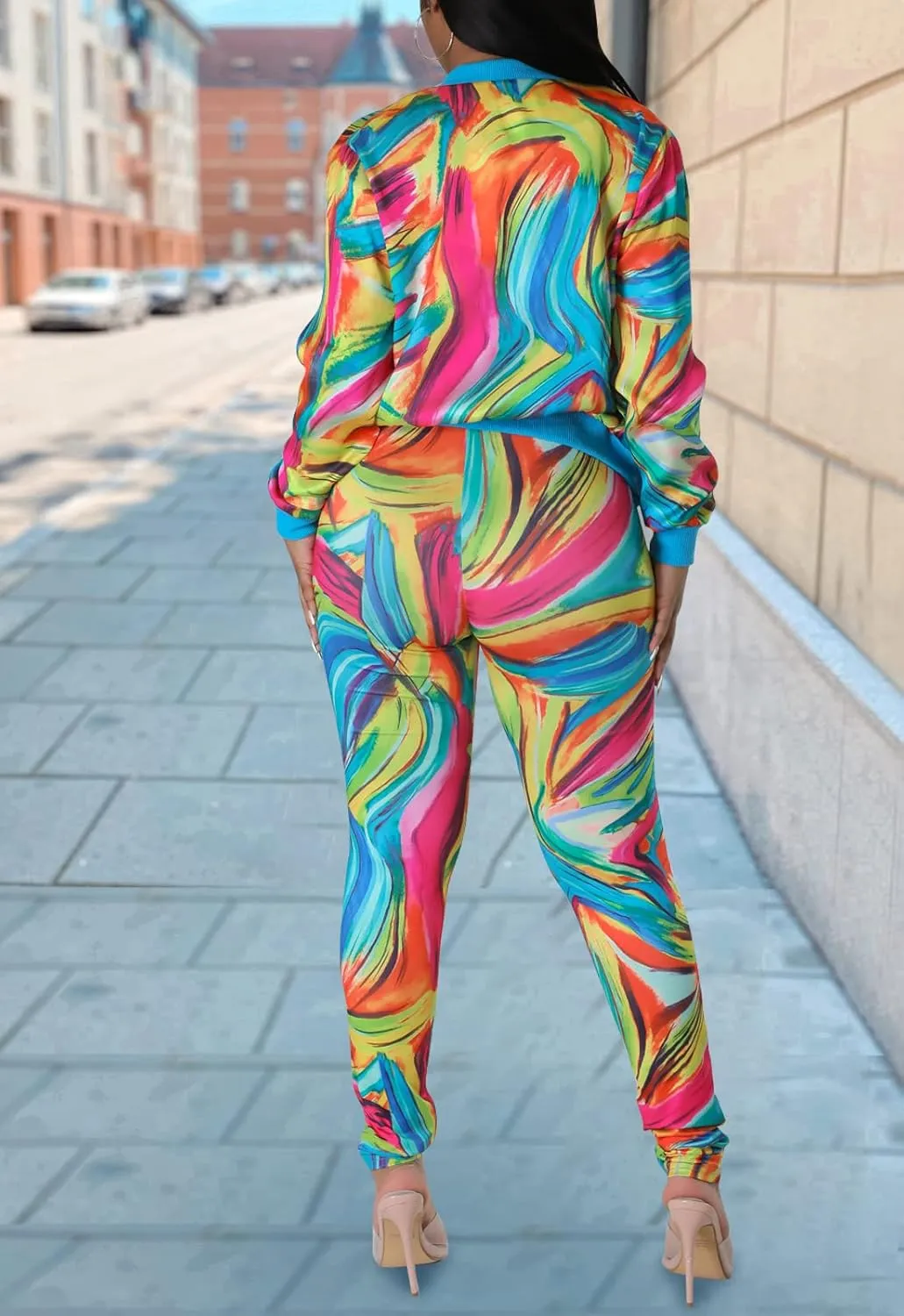 YouSexy 2 Piece Legging Pant Sets for Women Floral Print Long Sleeve Tracksuits Outfits