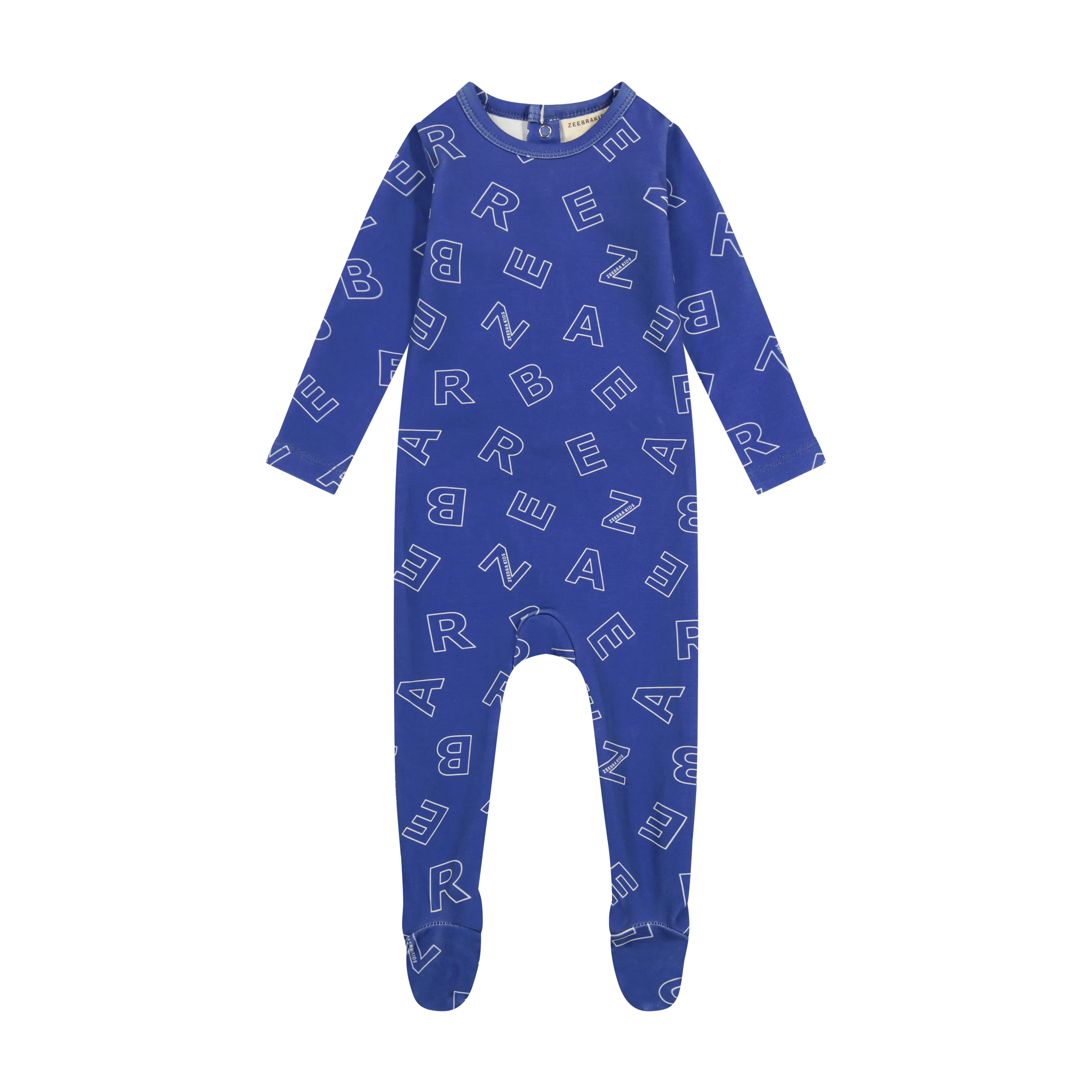 Zeebra Kids Cobalt Blue Scattered Zeebra Footie Pajamas
