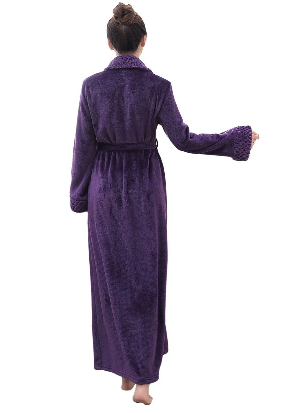 ZFSOCK Classic Unisex Long Flannel Dressing Gown Bathrobe for Men and Women