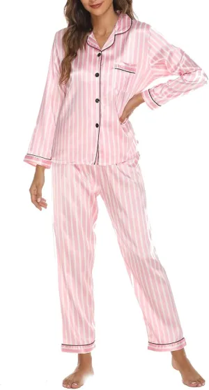 ZWRXW Pajamas Sets for Women Super-Soft Long Sleeve Top with Pants Christmas Pajamas Stripe/Leopard/Gradient Print
